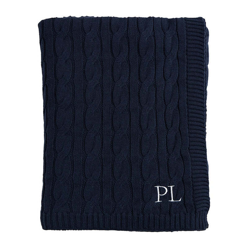 Cable Knit Throw Navy